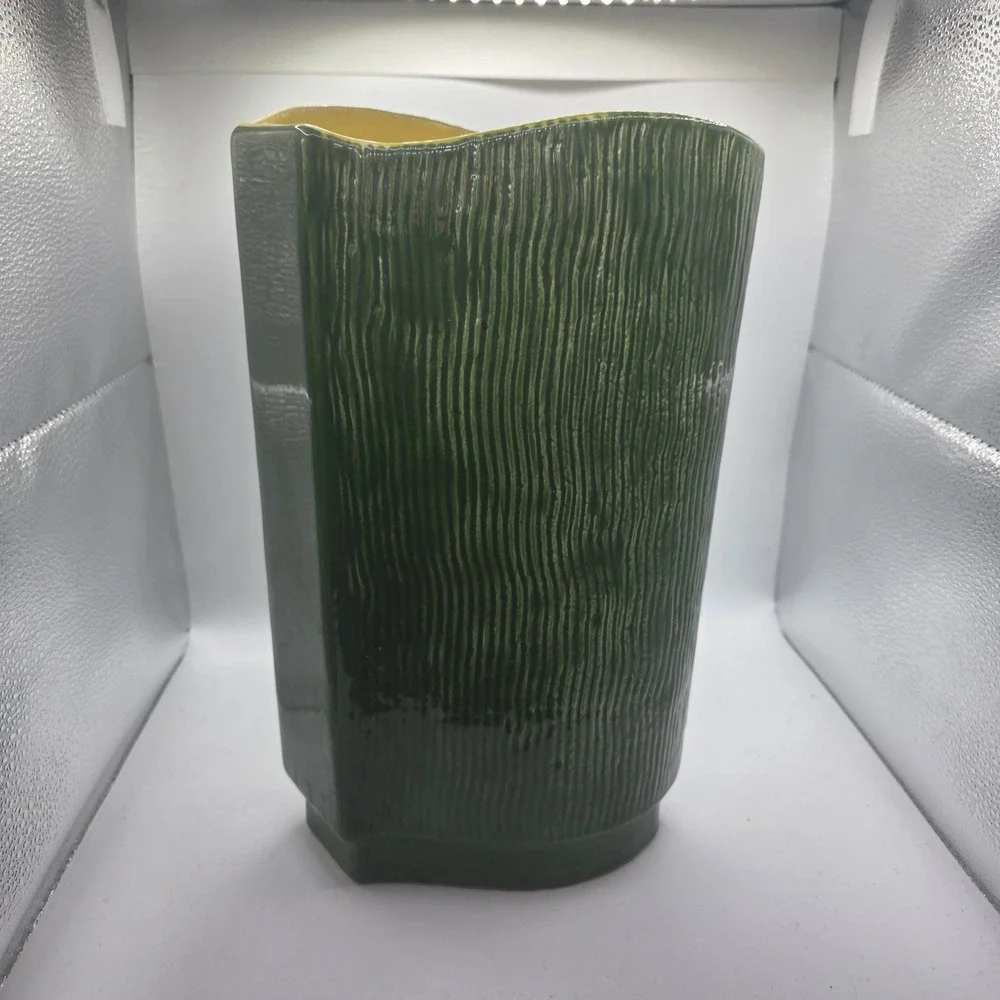 Red Wing Pottery USA Green Textured Vase Mid Century Modern Art Pottery MCM